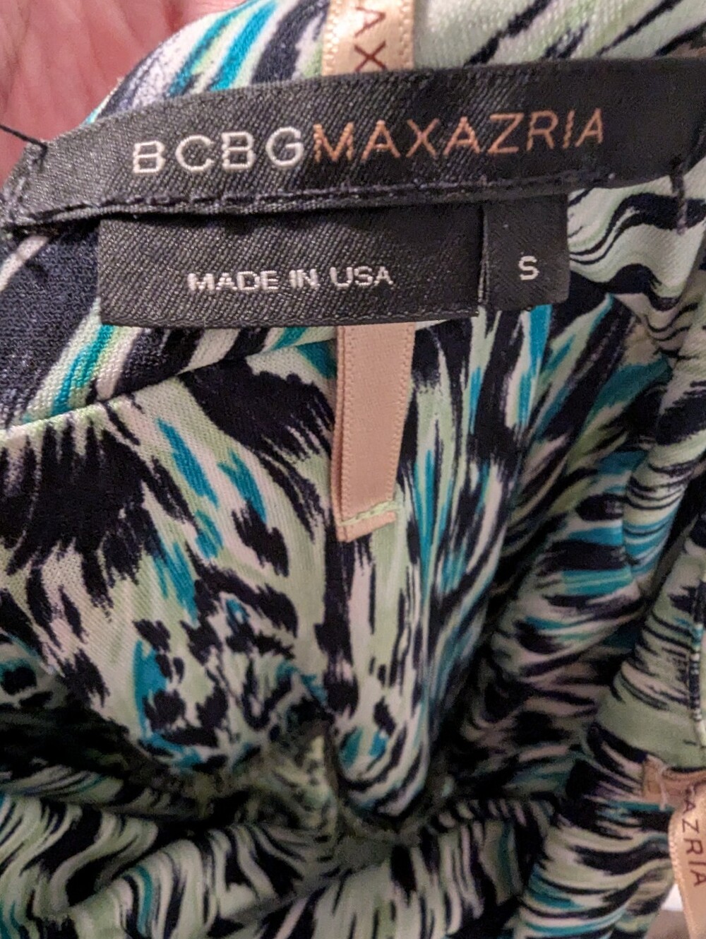 Bcbgmaxazria ,Y2K Halter Print Summer Dress in Mint and Black, Size S - Picture 4 of 4